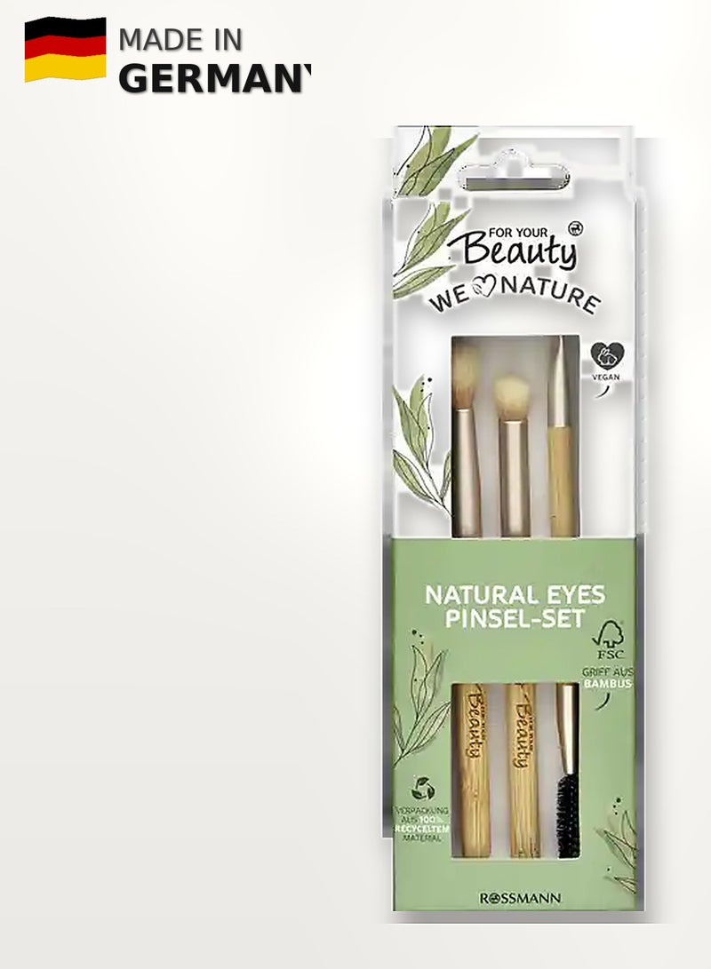 ROSSMANN German Brand, 3 Pcs Makeup Brushes Set, Brush Series - with 100% Renewable Resources, Face Eye Makeup Brushes, Professional All-round Makeup Tools, made in Germany - Image 1